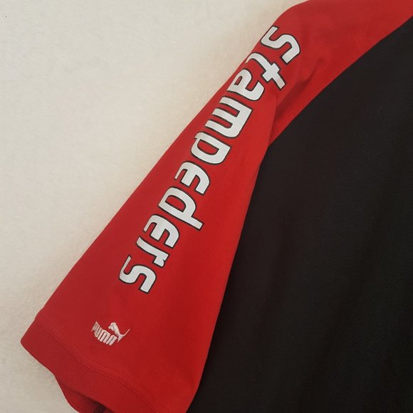 Vintage PUMA Polo Shirt XXL CFL Football Calgary Stampeders Graphic Sleeve Golf - Picture 7 of 13